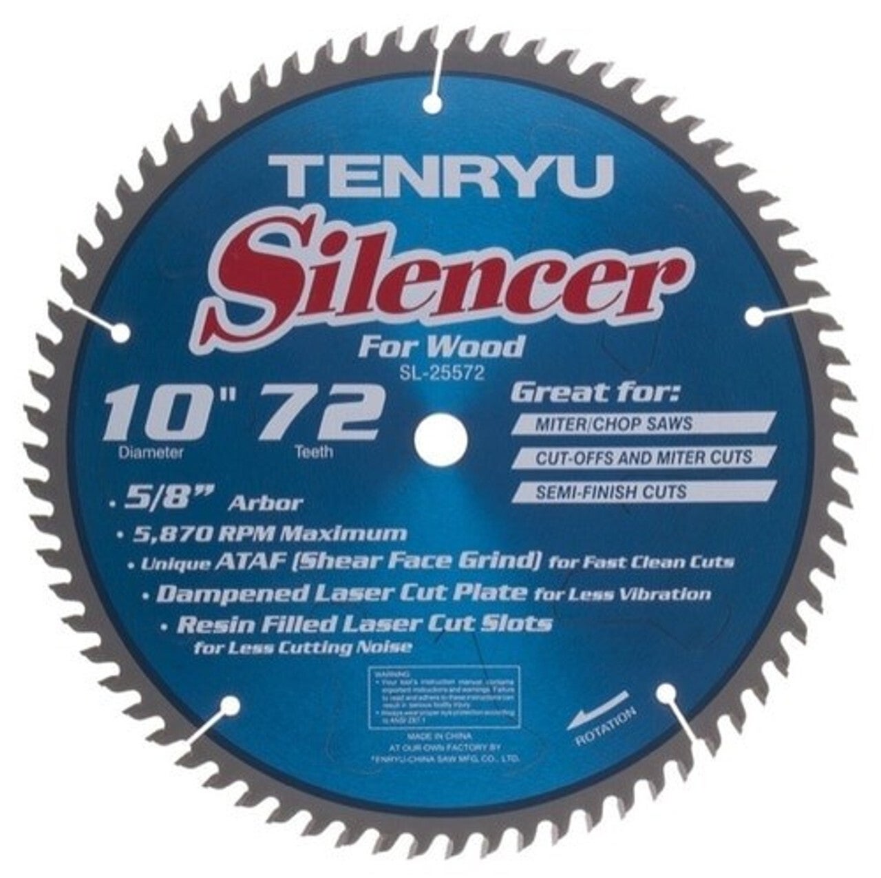 Tenryu CF-16524W Cord-Free 6-1/2" Saw Blade - 24T 5/8 Arbor For Cordless Woodworking Saws